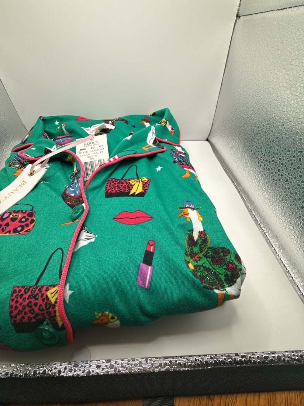 Beauty Sleep Social Goose Print Pajama Set Size S - Picture 3 of 7